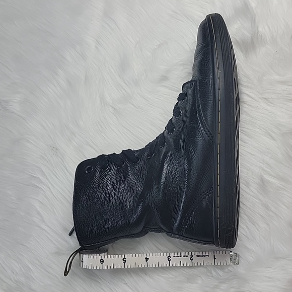 DR. MARTENS Stratford Black Leather Floral Lined Lace Up Fold Over Punk Boots 7 - Picture 11 of 15